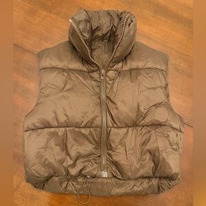 Brown Puffy Zip-Up Vest Size XS